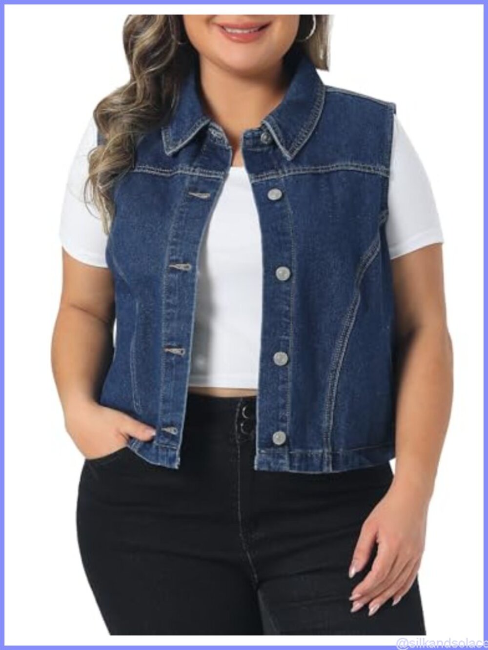 Women's Plus Size Denim Vest Sleeveless Button Down Washed Jean Vest